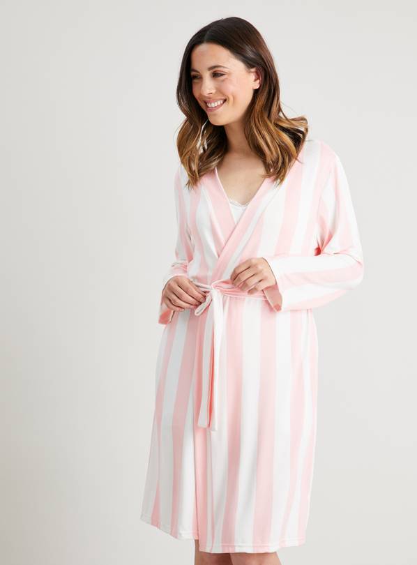 Buy Light Pink Stripe Soft Knit Dressing Gown S Dressing gowns Argos